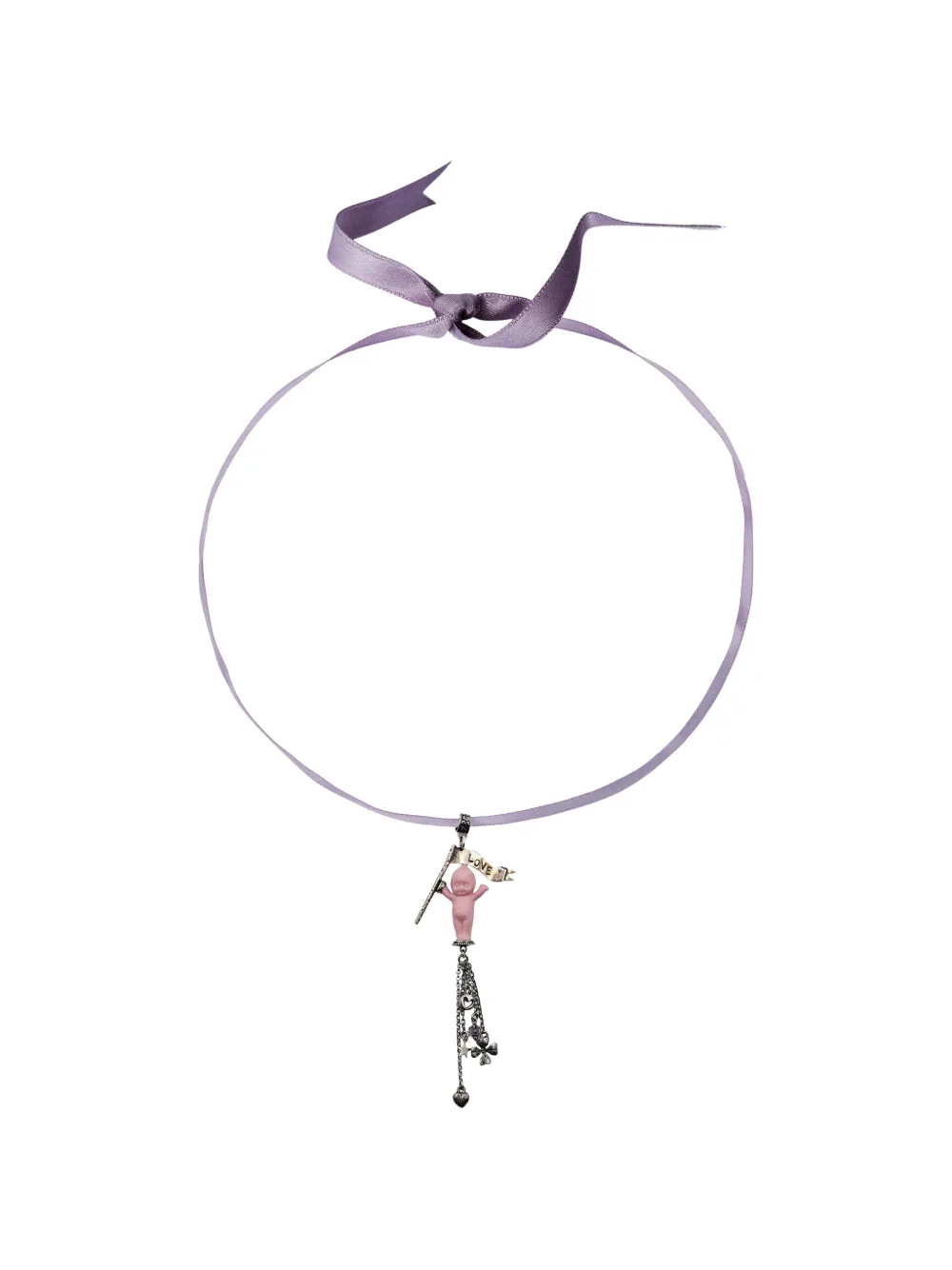 Gem Kingdom porcelain doll-pendant choker necklace - Viola