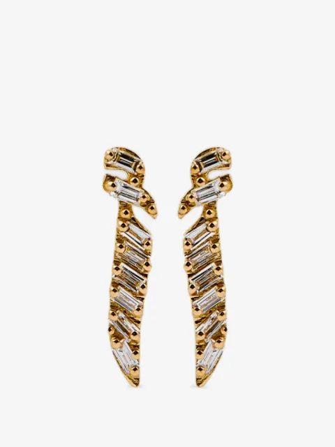 Bil Arabi Oula Letter Alef baguette-diamond earrings
