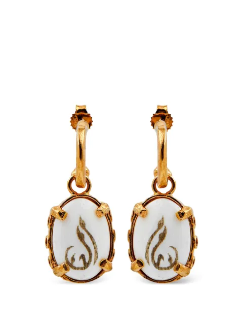 Gem Kingdom engraved bone-drop earrings
