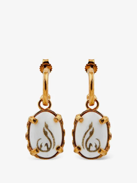Gem Kingdom engraved bone-drop earrings