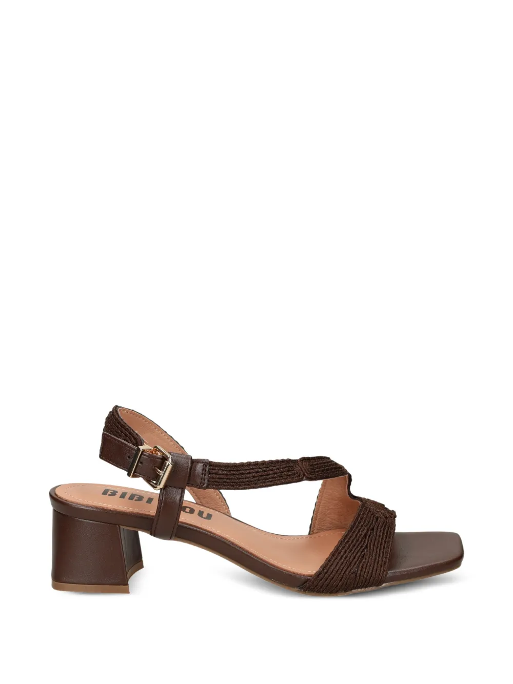 Bibi Lou Lipe sandalen met geborduurde band en blokhak Bruin
