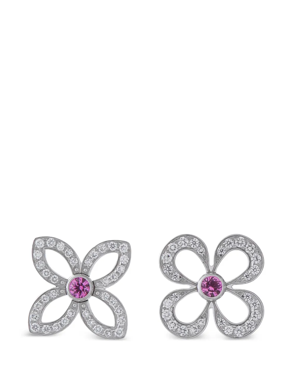 Louis Vuitton Pre-Owned Monogram Flower diamond and sapphire earrings - Argento