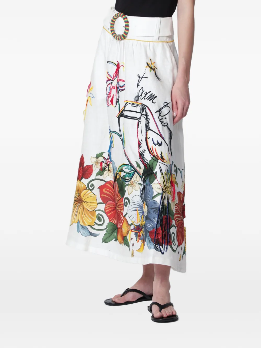 FARM Rio Maxi-rok met bloemenprint Wit