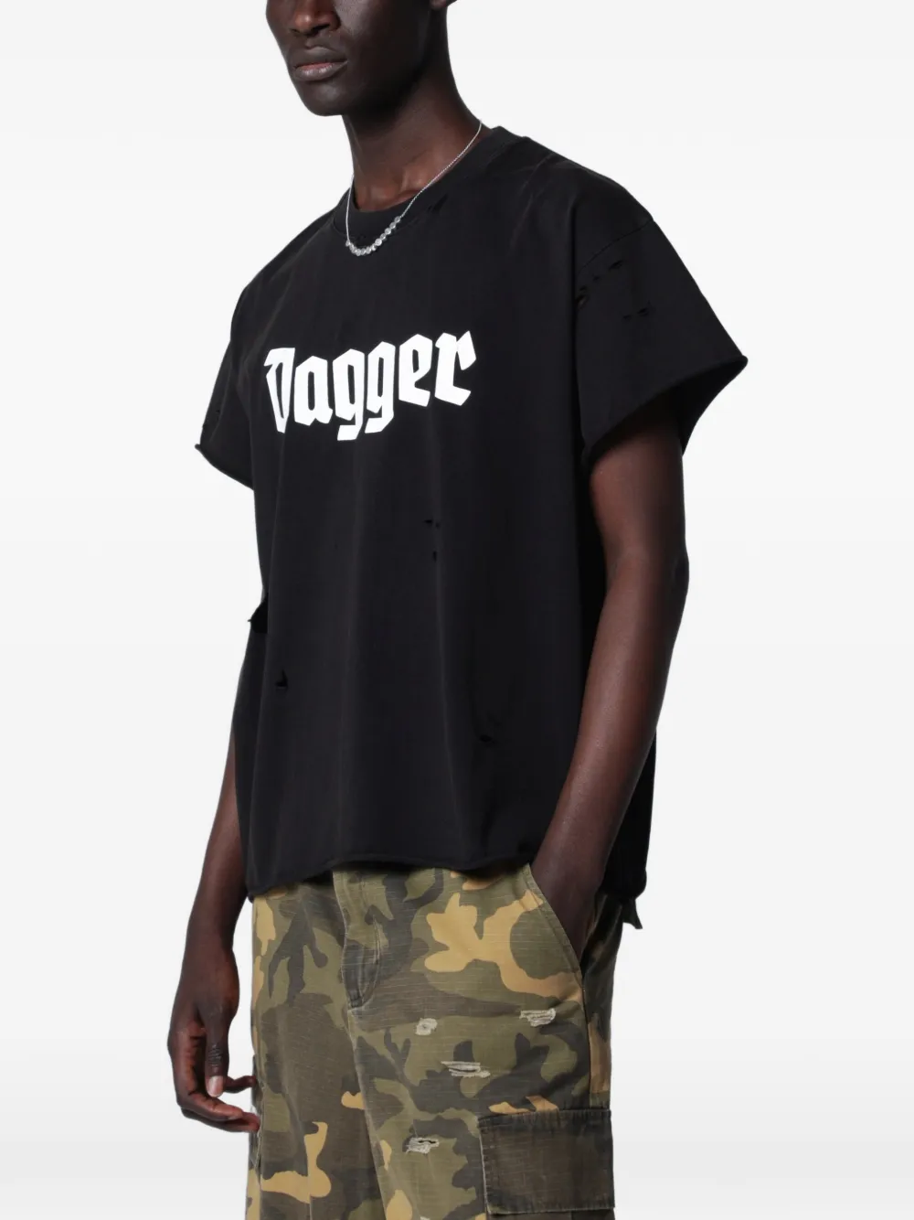 DAGGER Alles Gute Shrunk TS distressed logo-print T-shirt - Nero