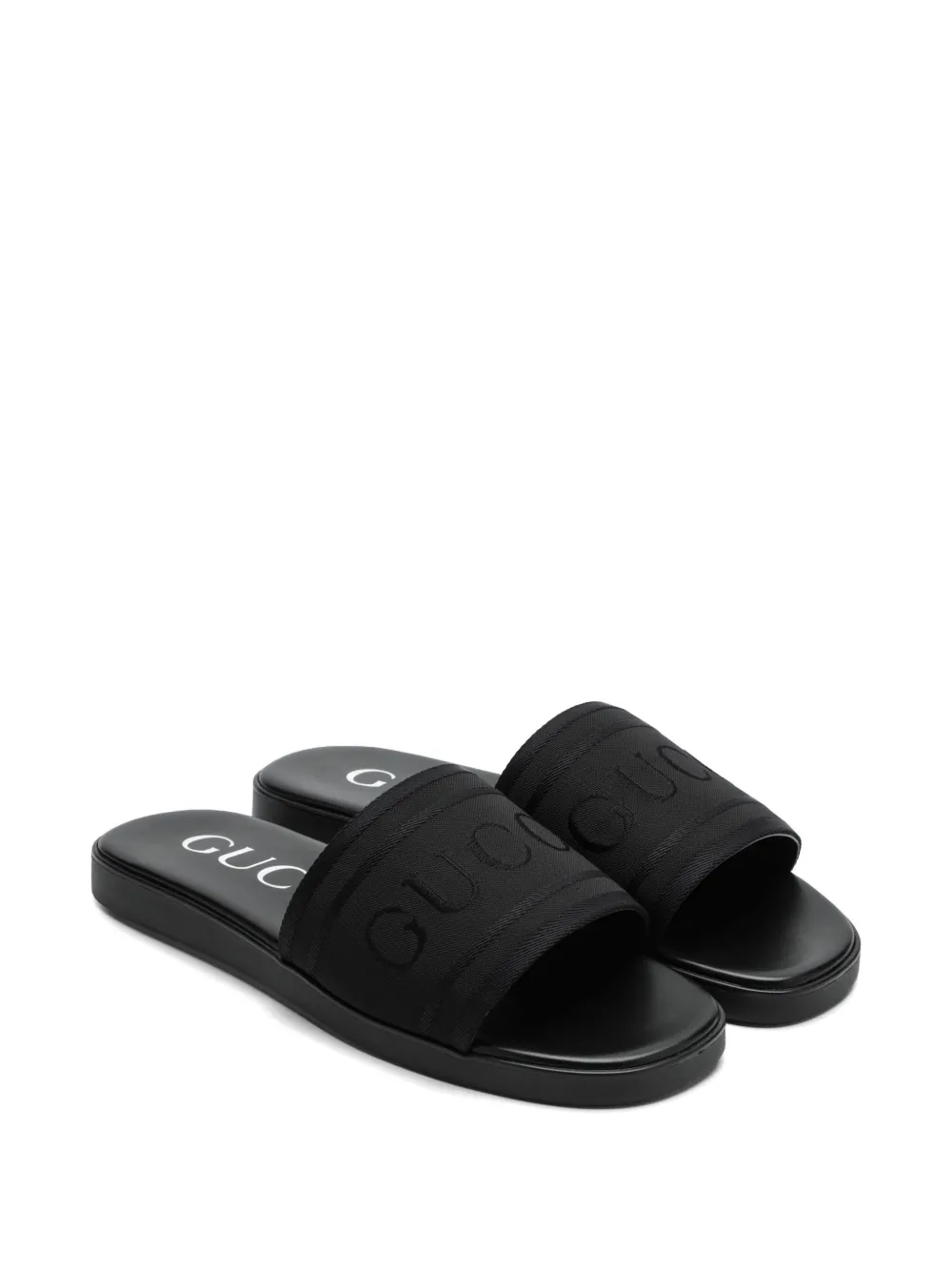 Gucci logo-embroidered slides Zwart