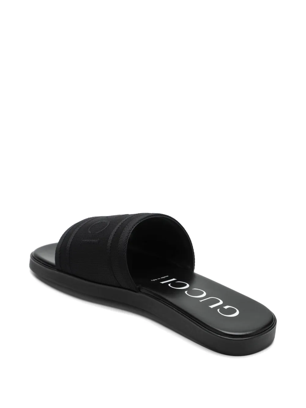 Gucci logo-embroidered slides Zwart