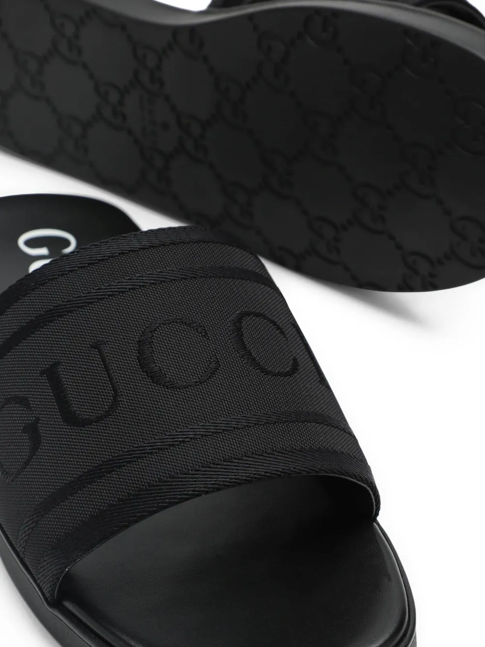 Gucci ロゴ サンダル | ブラック | FARFETCH JP