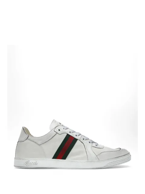 Gucci Stretch stripe-detail logo-embossed leather sneakers