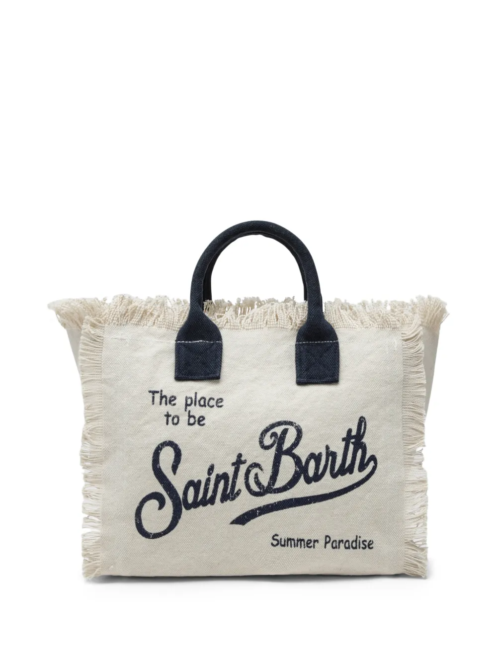 MC2 Saint Barth Kids fringed logo-print bag - Toni neutri