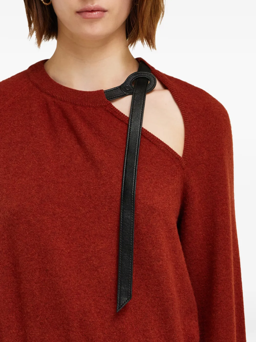 Ferragamo Trui met uitgesneden details en leren applicatie Rood