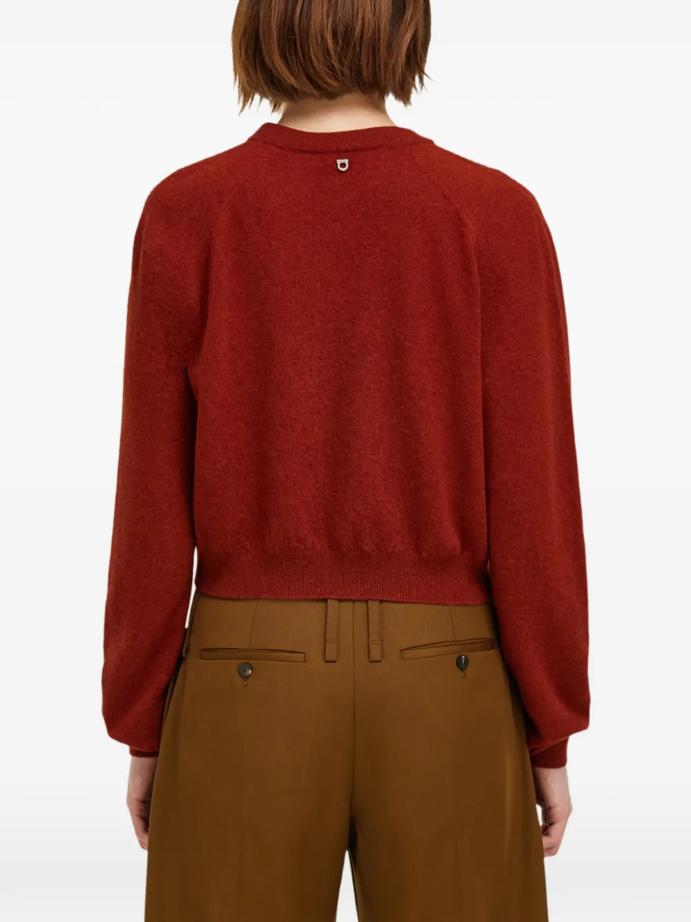 Ferragamo Trui met uitgesneden details en leren applicatie Rood