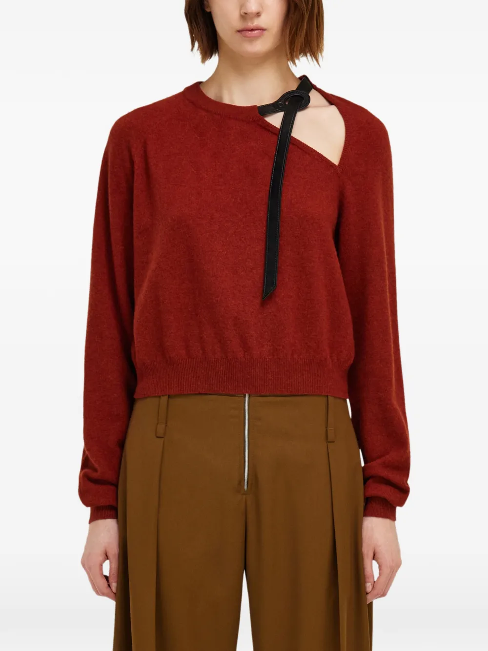 Ferragamo Trui met uitgesneden details en leren applicatie Rood
