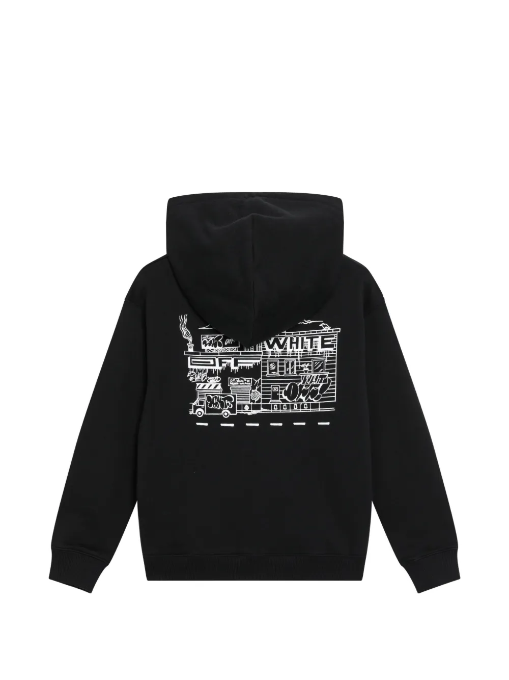 Off-White Kids Hoodie met graffitiprint Zwart