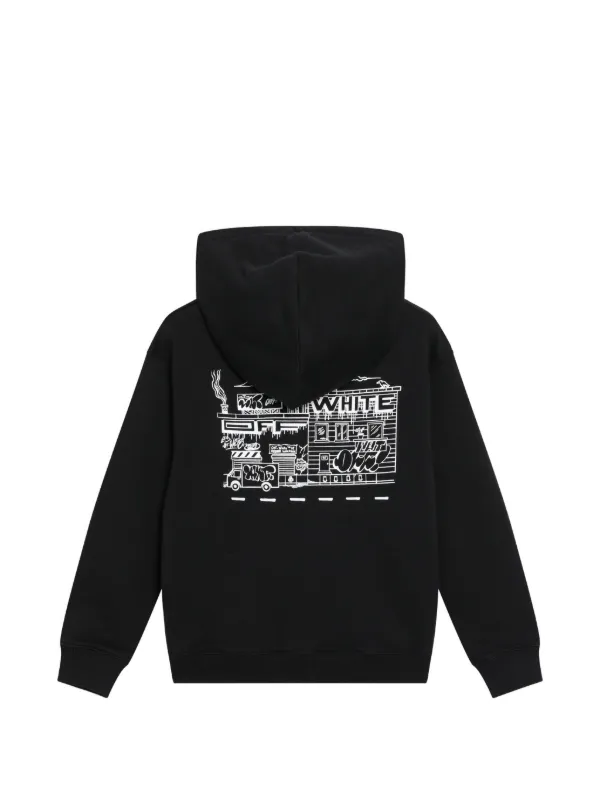 Off-White Kids グラフィティ ジップアップ パーカー | ブラック 