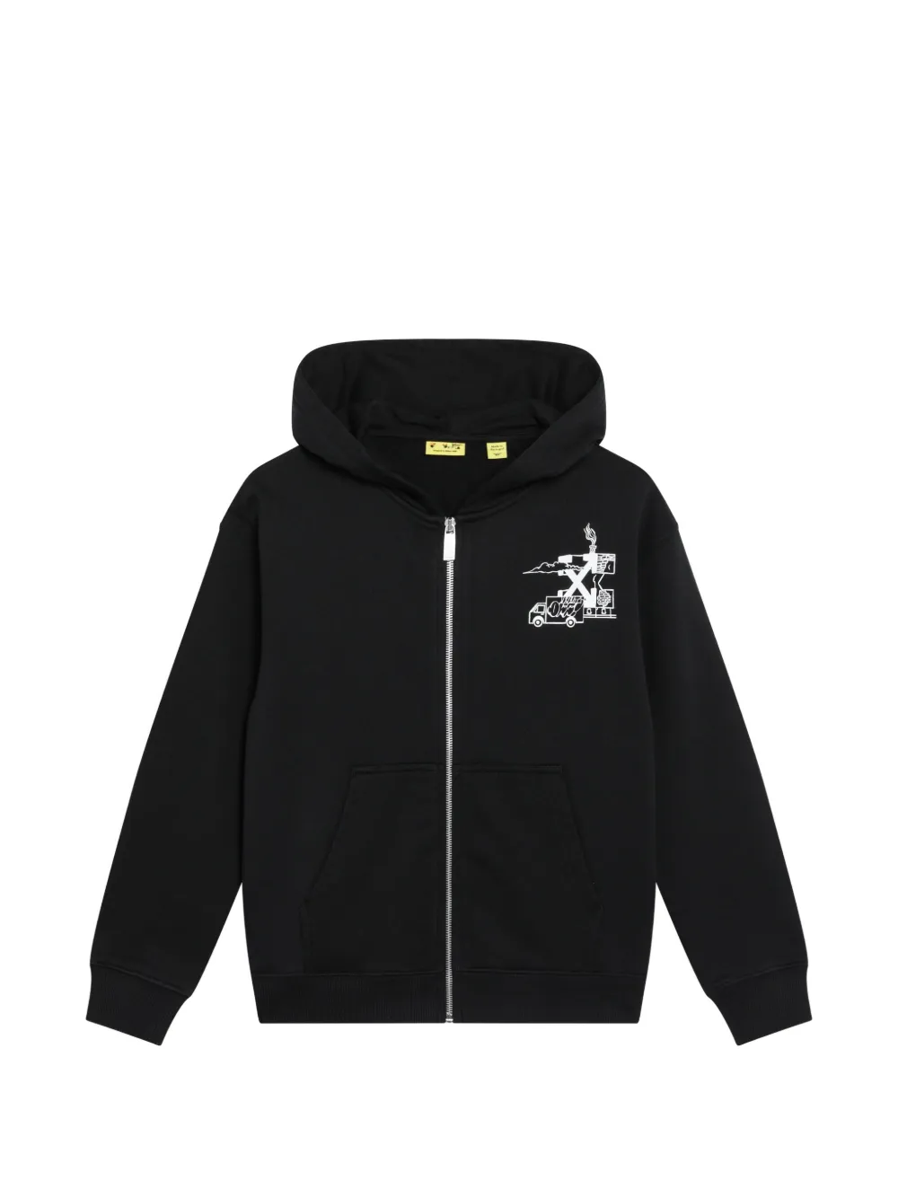 Off-White Kids graffiti-print zip-up hoodie - Nero