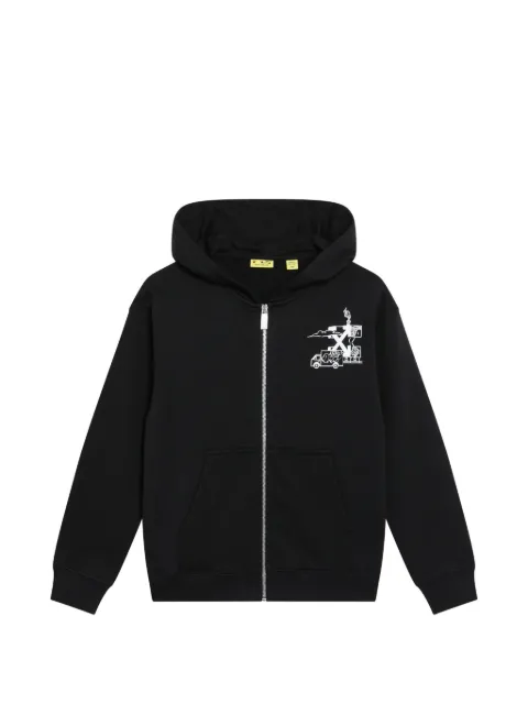 Off-White Kids graffiti-print zip-up hoodie