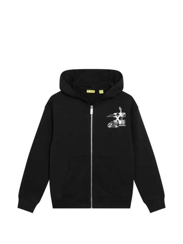 Off-White Kids グラフィティ ジップアップ パーカー | ブラック 
