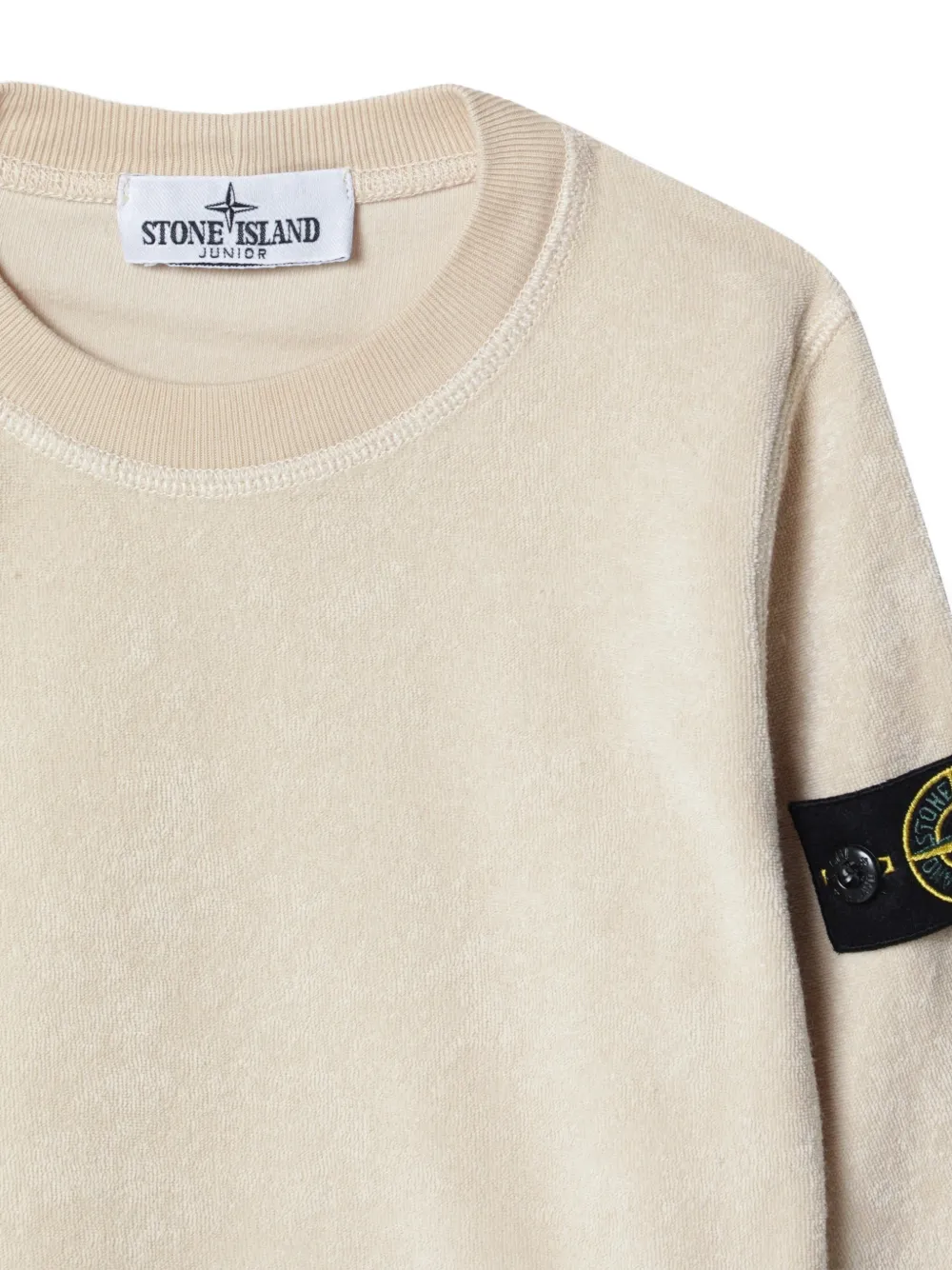 Stone Island Junior Badstof trui met logopatch Beige