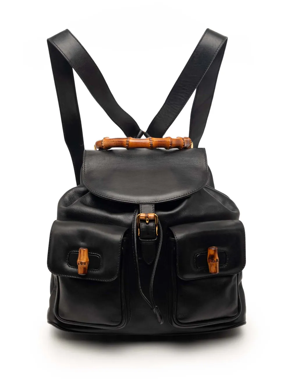 Gucci Pre-Owned 20th Century Calfskin Bamboo Drawstring backpack - Nero