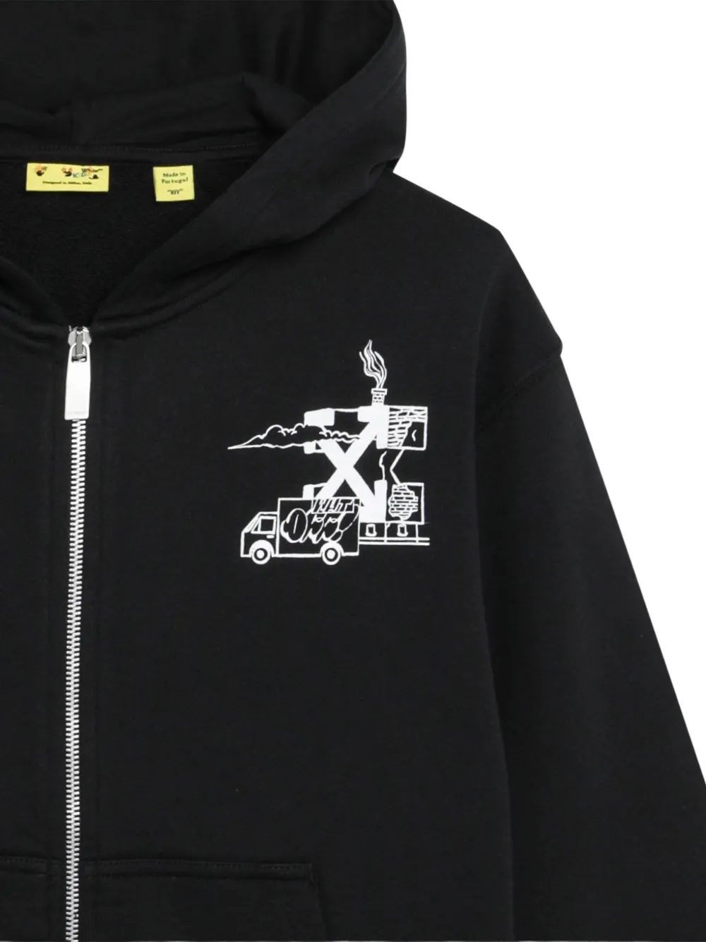 Off-White Kids Hoodie met graffitiprint Zwart