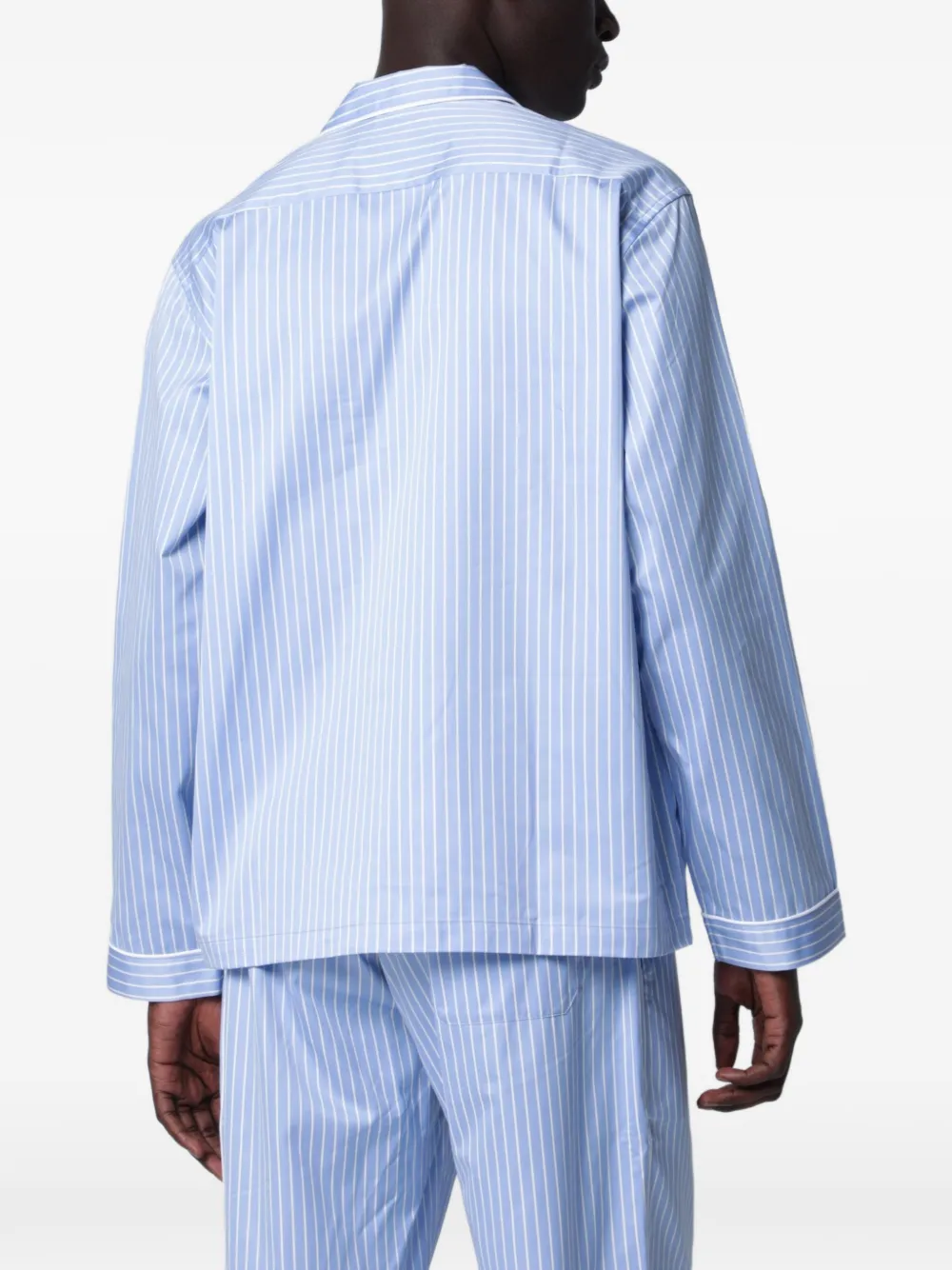TEKLA Gestreept pyjamashirt met lange mouwen Blauw