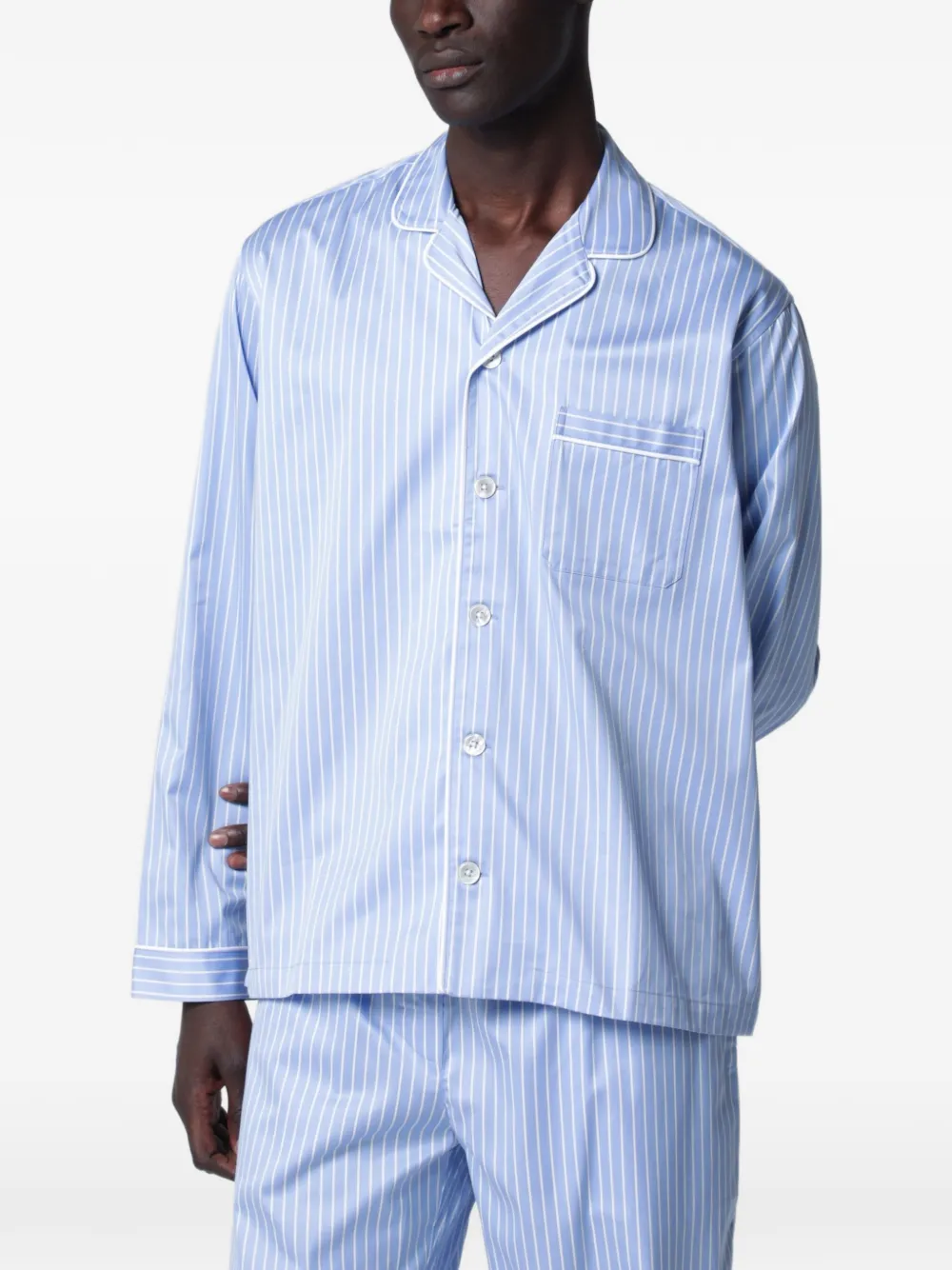 TEKLA striped long-sleeve pajama shirt - Blau