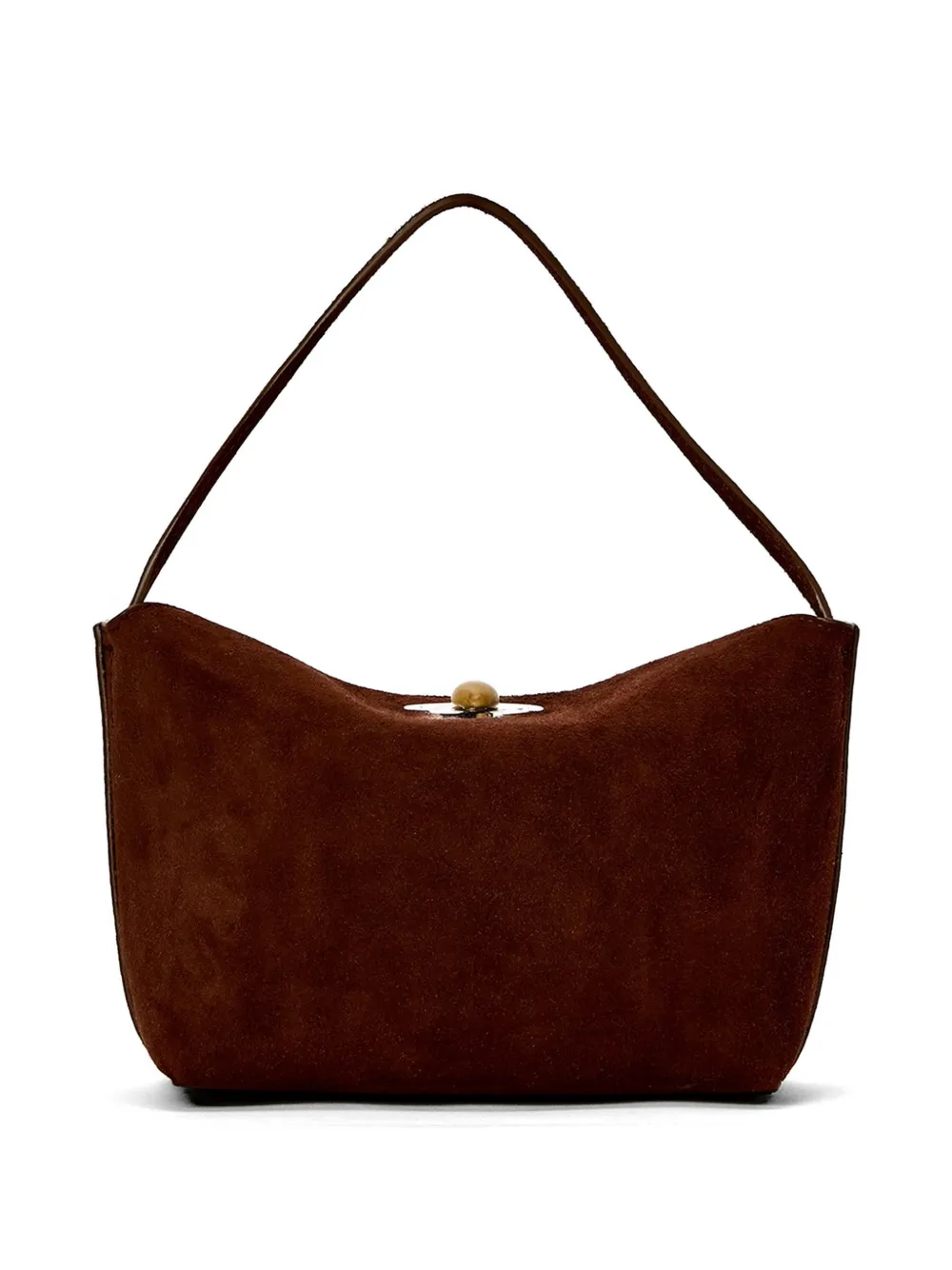 Christopher Esber Turnlock Suede Mini Bag in Brown, view 2