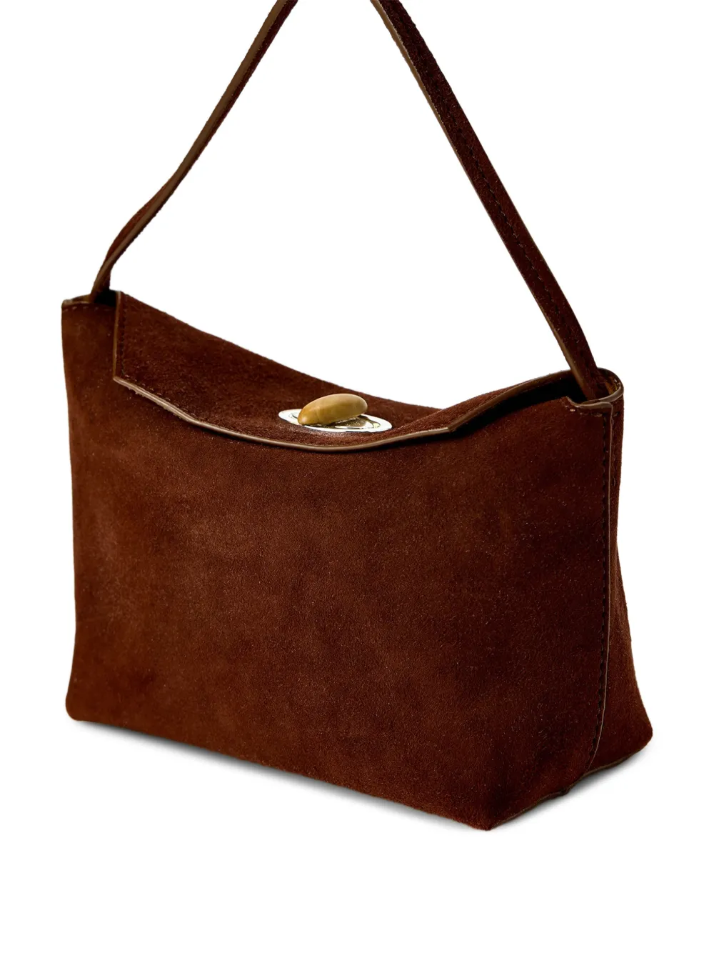 Christopher Esber Turnlock Suede Mini Bag in Brown, view 3