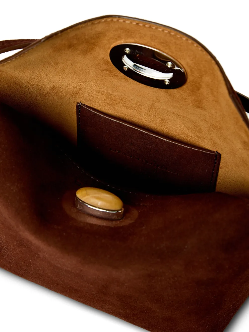 Christopher Esber Turnlock Suede Mini Bag in Brown, view 4
