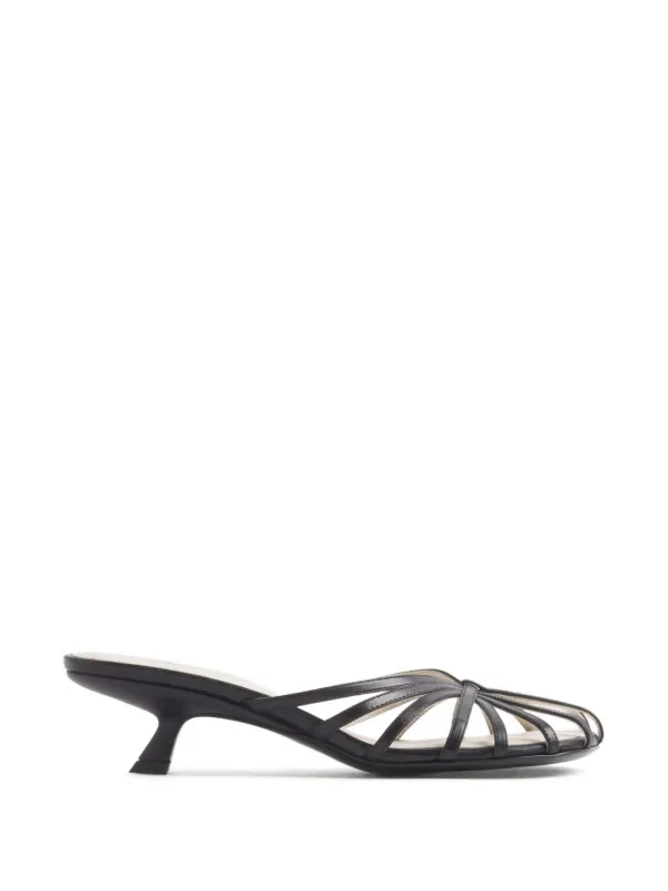 Mugler Knotted Strap Mules 45 in Black