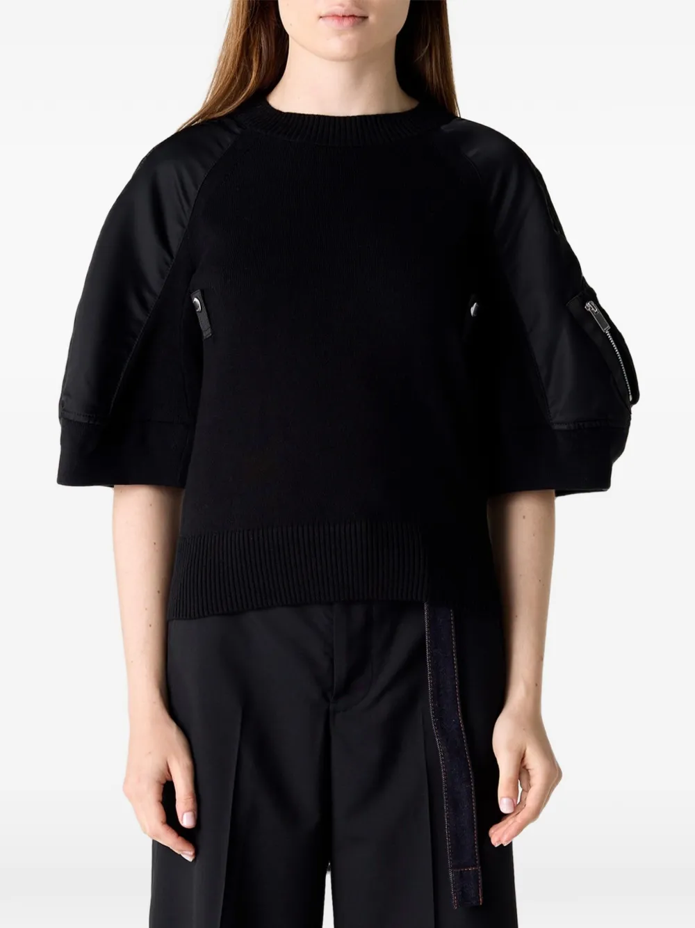 sacai panelled short-sleeve T-shirt - Nero