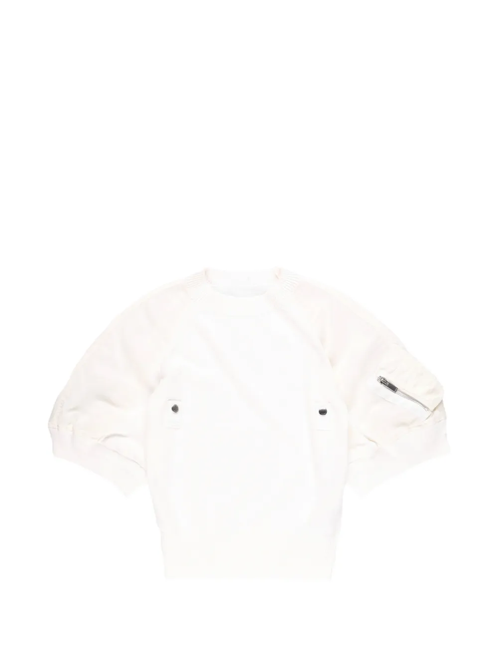 sacai twill-panelled T-shirt - Weiß