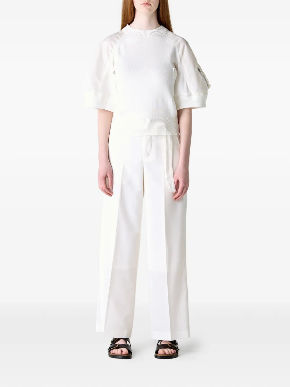 sacai Jeans met vlakken en ceintuur Wit