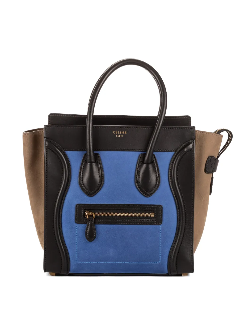 Celine Pre-Owned micro Luggage tri-color calfskin tote bag - Black