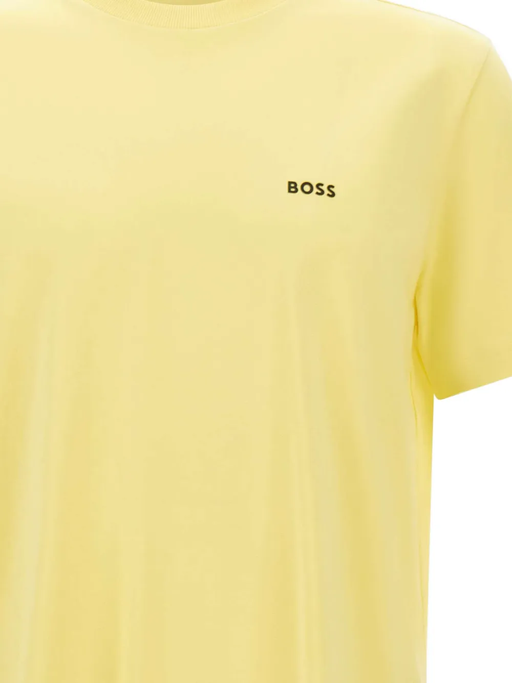BOSS Stretch-katoenen T-shirt met logo-detail Geel