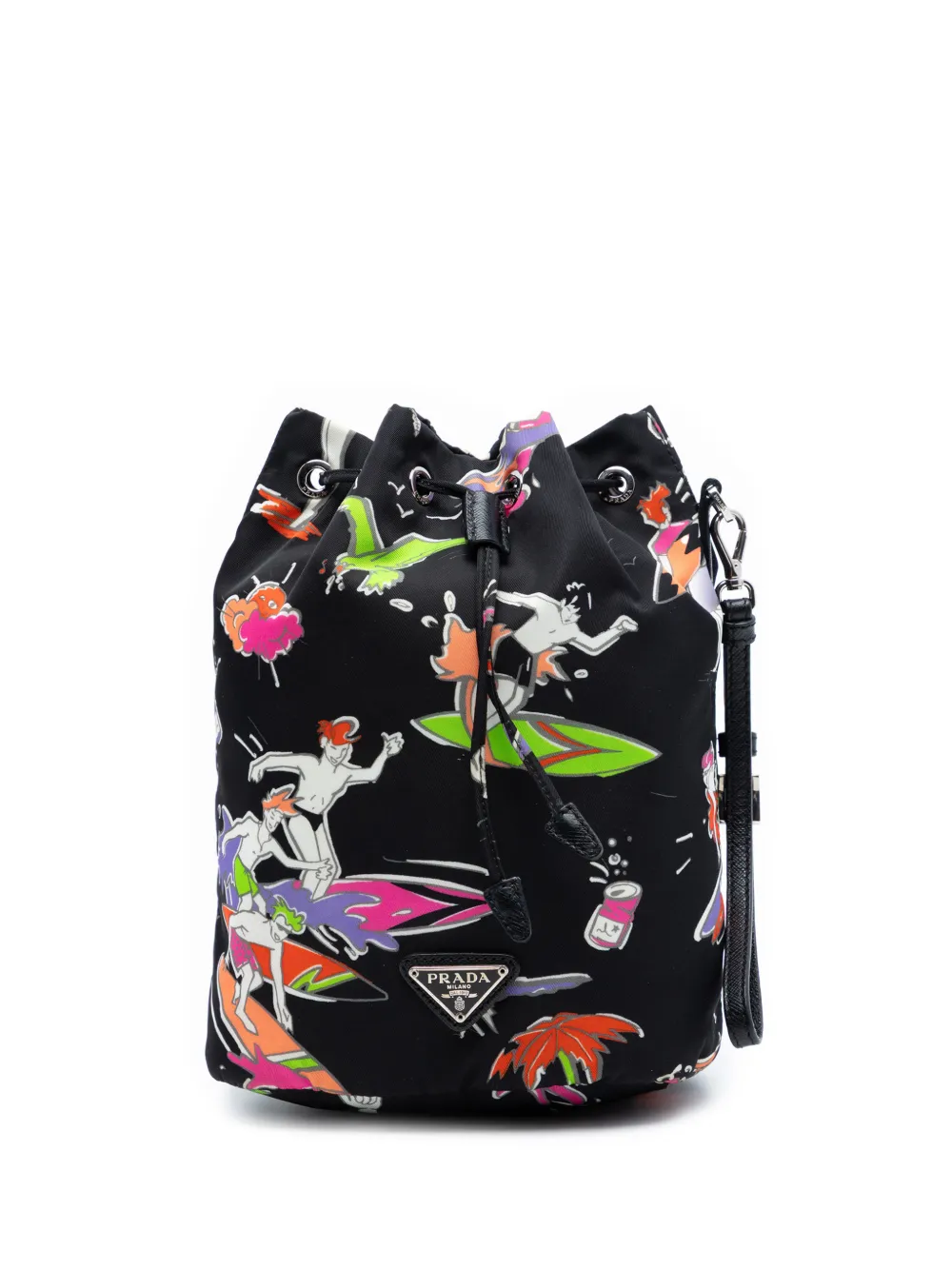 Prada Pre-Owned 2000-2013 Tessuto Graphic Surf Drawstring pouch - Nero