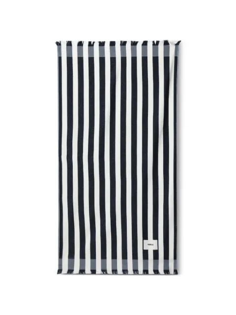 TEKLA striped fringed beach towel