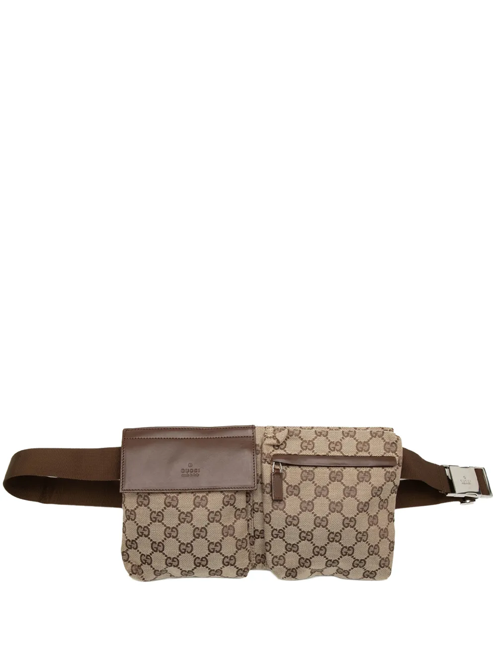 Gucci Pre-Owned 2000-2015 GG Canvas Double Pocket belt bag - Toni neutri