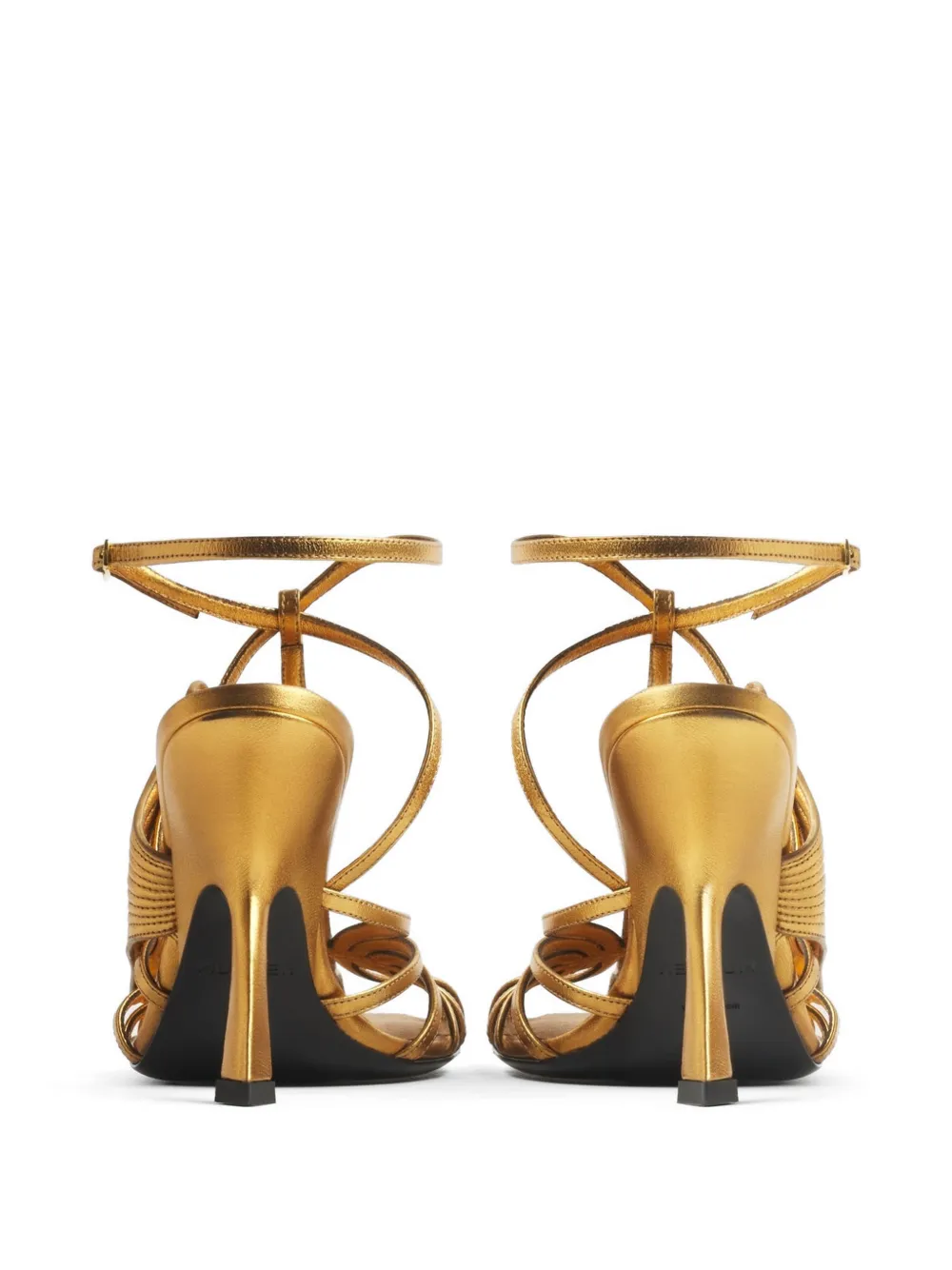 Mugler Shell T-strap Sandals 105 in Gold, view 3
