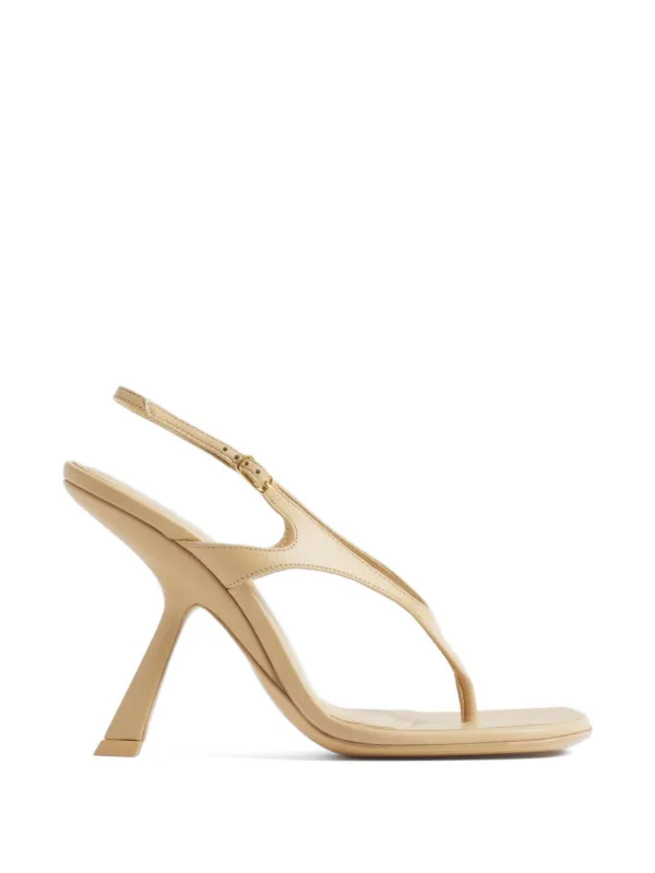 Mugler Thong Strap Sandals 105 in Neutrals