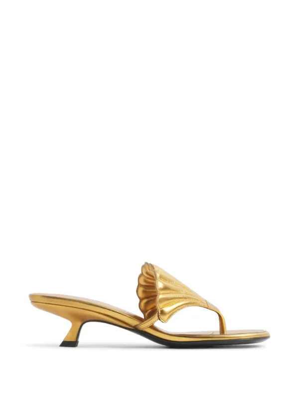 Mugler Shell Mules 45 in Gold