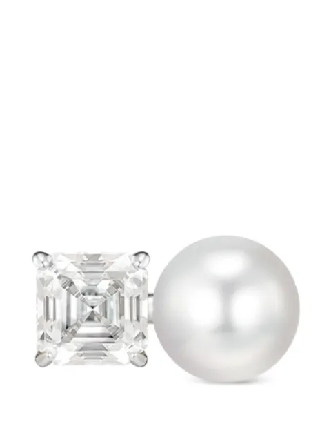 DIDIER DUBOT 14K white-gold moissanite pearl single earring