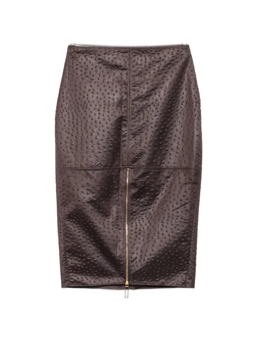 Elisabetta Franchi ostrich-effect midi pencil skirt - Marrone