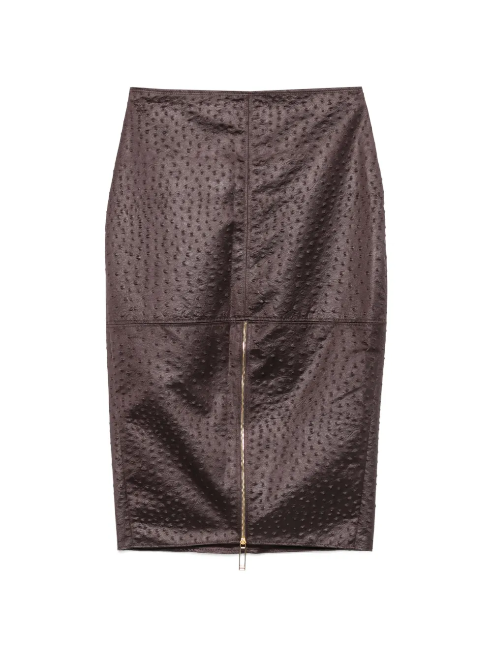 Elisabetta Franchi ostrich-effect midi pencil skirt - Marrone