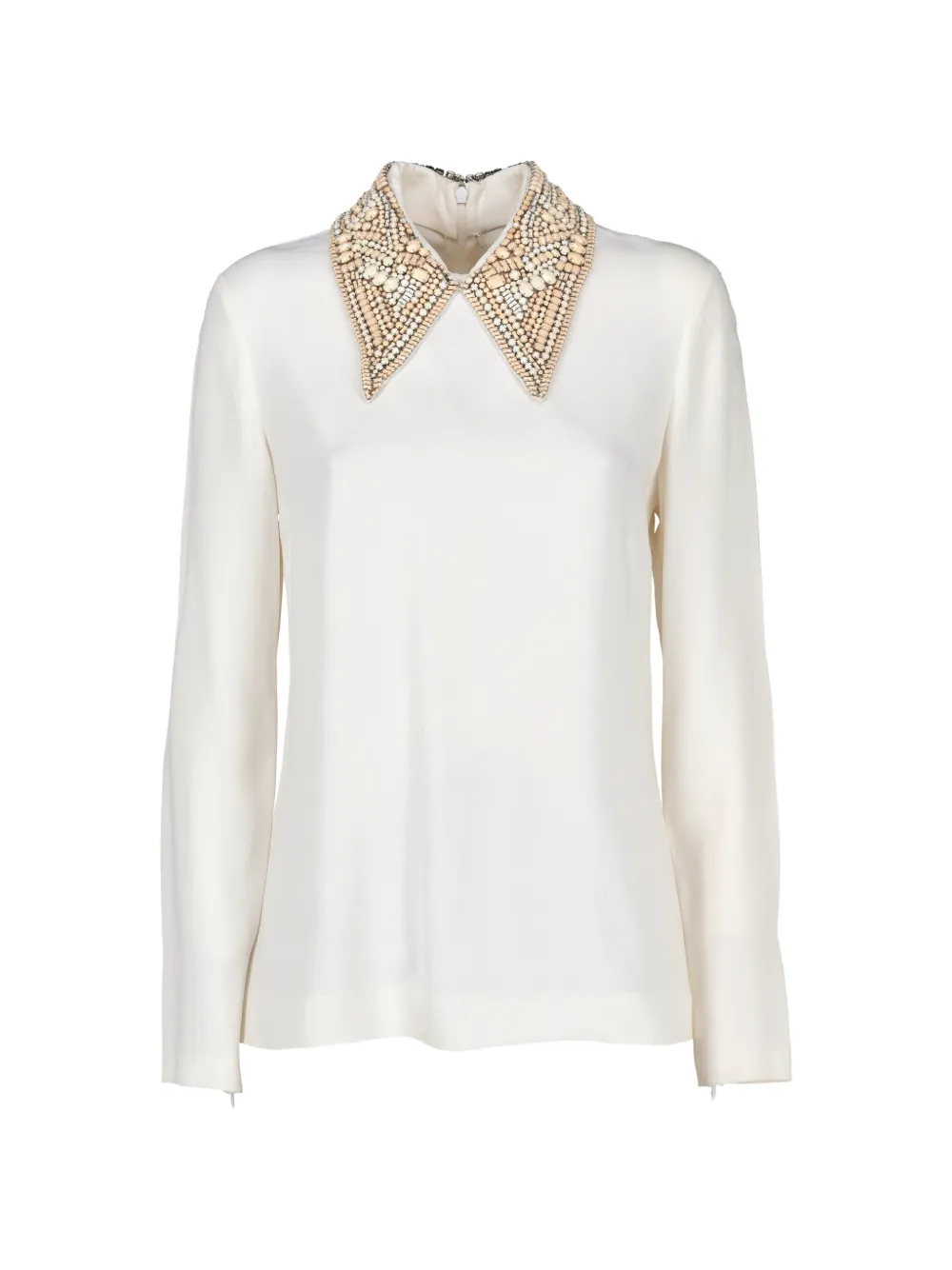 Stella McCartney Pre-Owned beaded-collar long-sleeve top - Bianco