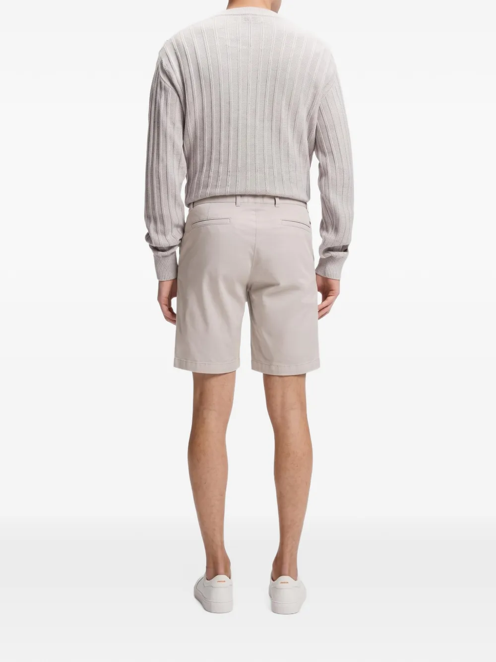 BOSS Slim-fit shorts van stretch-katoenen twill Grijs