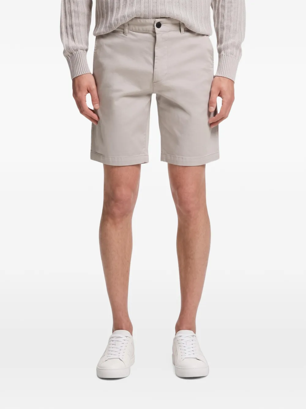BOSS Slim-fit shorts van stretch-katoenen twill Grijs