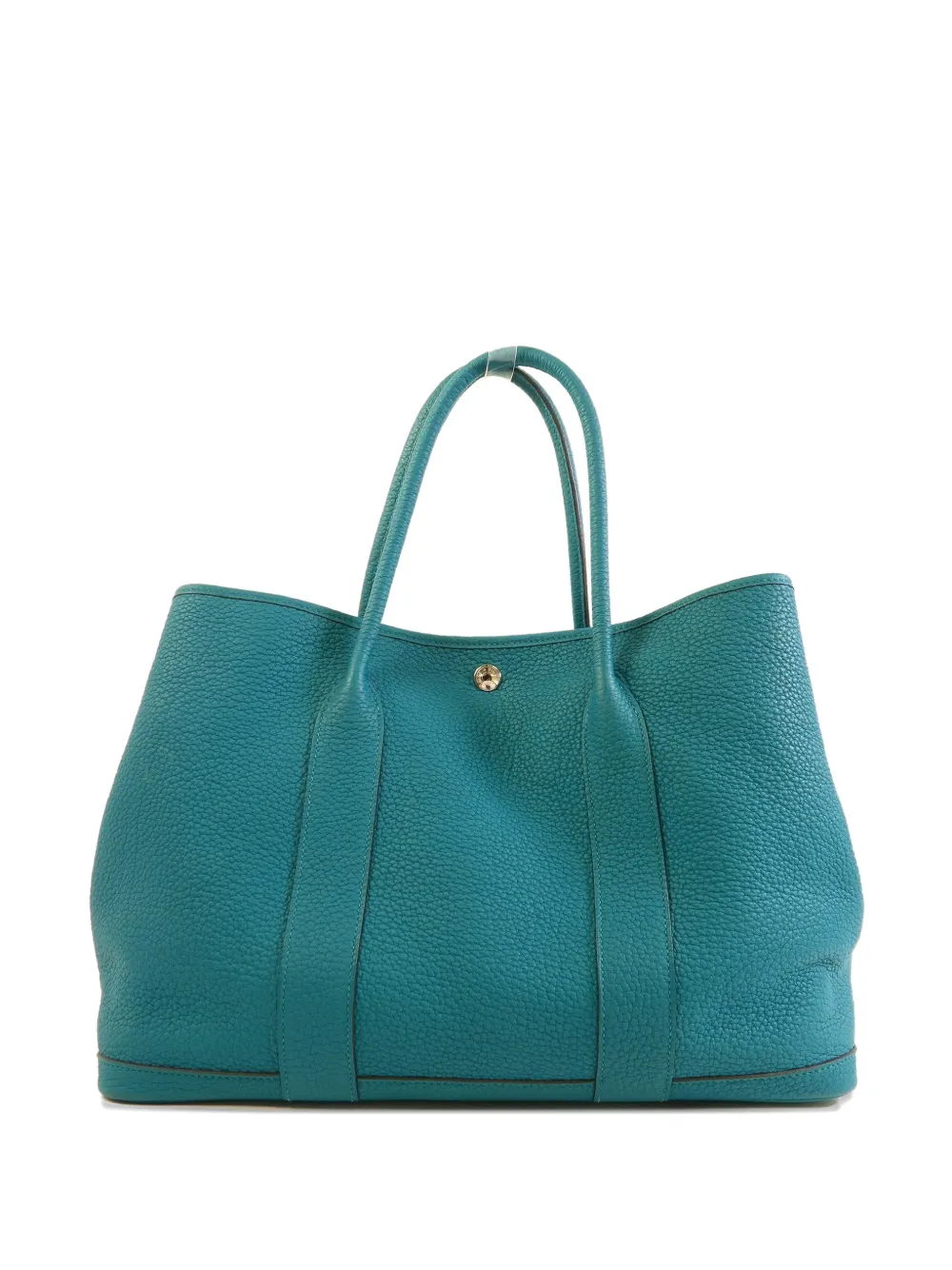 Pre-owned Hermes Garden Party Negonda Leather Tote Bag In Blue