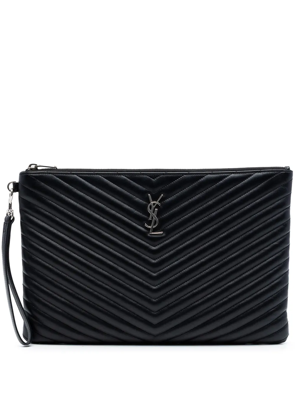 Saint Laurent Pre-Owned 2017 Chevron Cassandre Document Holder Clutch - Schwarz