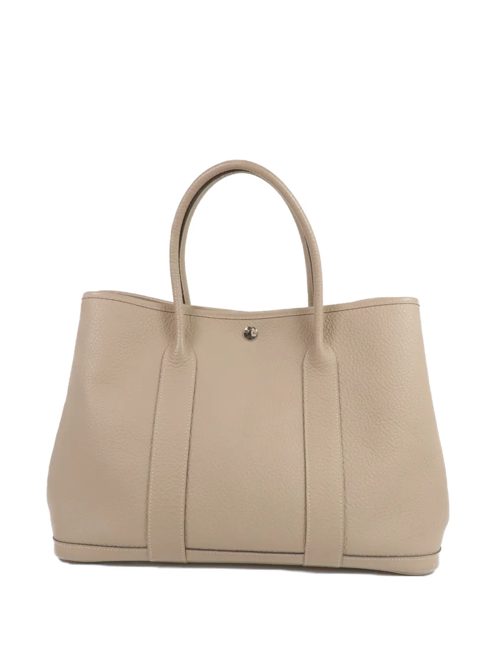Pre-owned Hermes Garden Party Leather Tote Bag In Gray